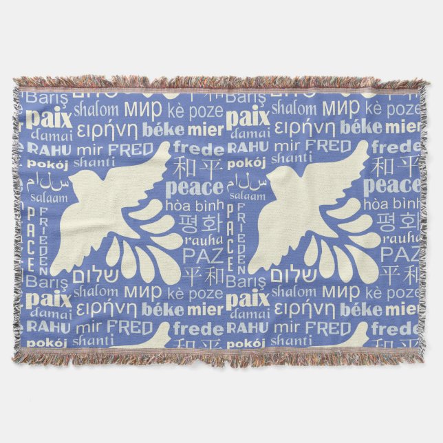 PEACE in languages custom colour throw blank (Front)