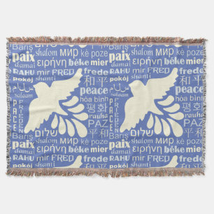 PEACE in languages custom colour throw blank Blanket