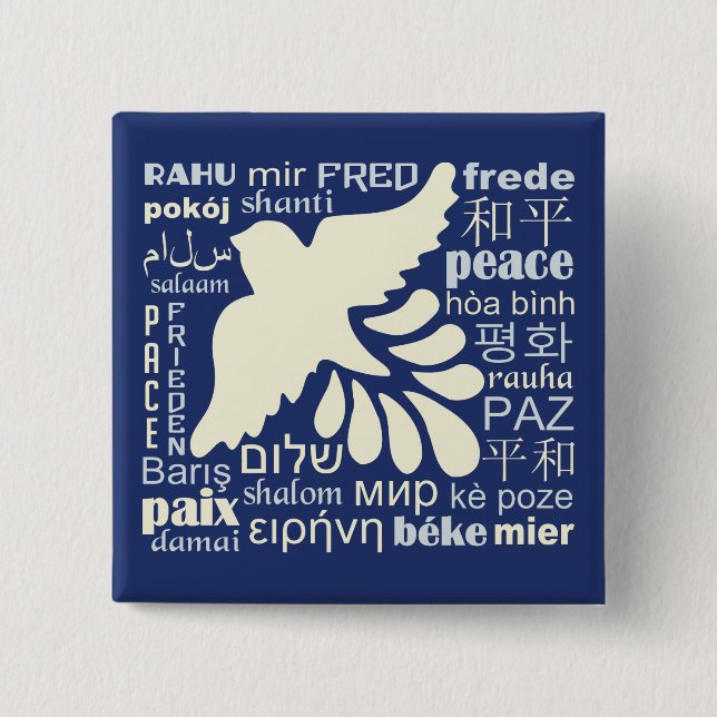 PEACE in many languages button (Front)