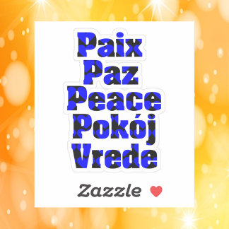 Peace in Many Languages Hearts Blue Black