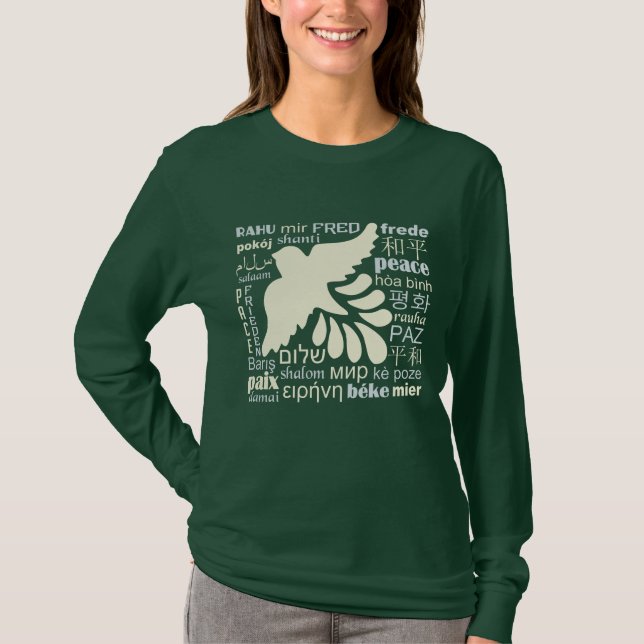 PEACE in many languages shirts & jackets (Front)