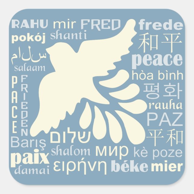 PEACE in many languages stickers (Front)