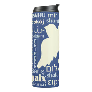 PEACE in many languages thermal tumbler