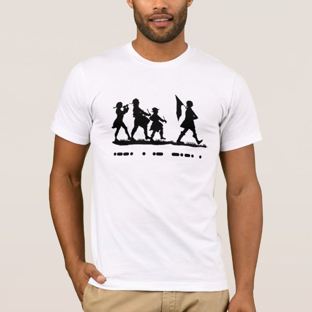 Peace in Morse Code 1776 Minutemen Silhouette T-Shirt (Front)