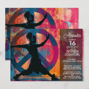 Peace in Motion Modern Urban Peace Art Invitation