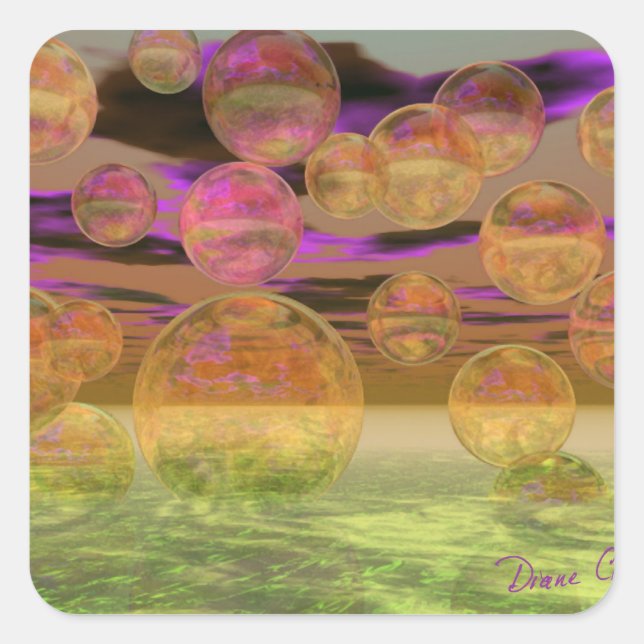 Peace in the Storm – Violet and Amber Tranquillity Square Sticker (Front)