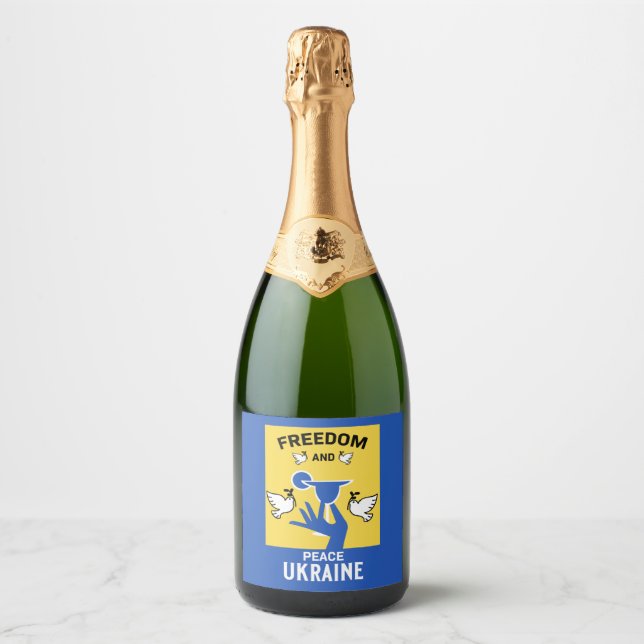 Peace In The Ukraine - Love And Support   Sparkling Wine Label (Front)