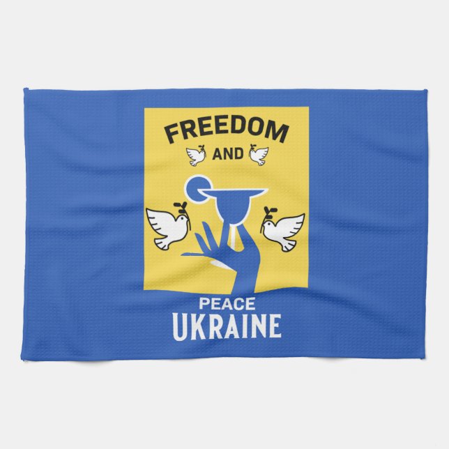 Peace In The Ukraine - Love And Support  Tea Towel (Horizontal)