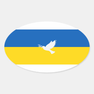 Peace in the world Ukrainian flag Oval Sticker