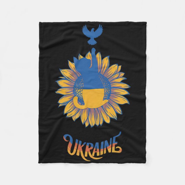Peace In Ukraine Dove And Cat Stand With Ukraine Z Fleece Blanket (Front)