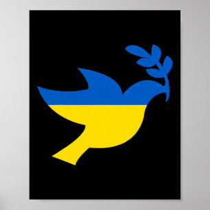 Peace In Ukraine Dove For Women Men Ukrainian Flag Poster