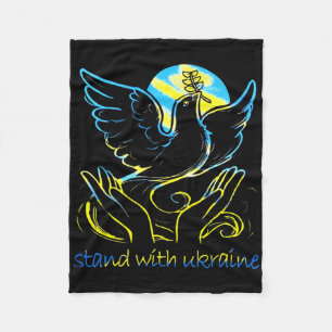 Peace In Ukraine Dove. Stand With Ukraine. Support Fleece Blanket
