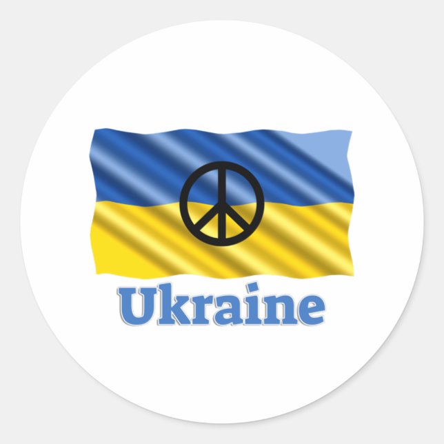 Peace in Ukraine - Peace & Love Classic Round Sticker (Front)