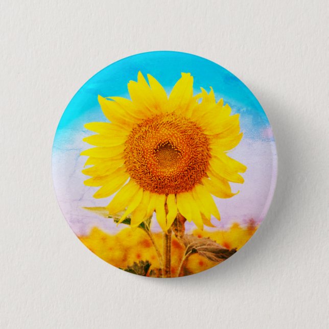 Peace in Ukraine Sunflower Button (Front)
