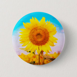 Peace in Ukraine Sunflower Button