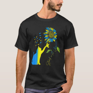 Peace In Ukraine Ukrainian Dove And Cat Stand With T-Shirt