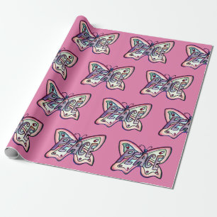 Peace Inspirational Pink Butterfly Wrapping Paper