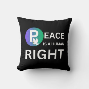 Peace Is a Human Right Dove and Earth Symbol Cushion