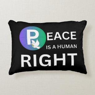 Peace Is a Human Right Dove and Earth Symbol Decorative Cushion