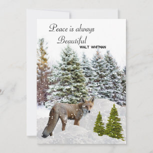 Peace is Beautiful Christmas Fox Flat Holiday Card