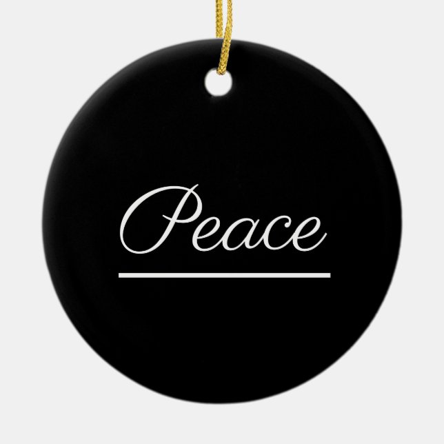 Peace is Good:  Black Ceramic Tree Decoration (Front)