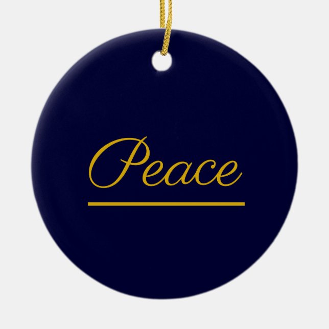 Peace is Good:  Dark blue Ceramic Tree Decoration (Front)