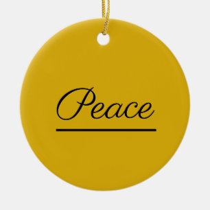 Peace is Good:  Dark Gold-colored Ceramic Tree Decoration