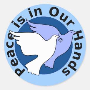Peace is in Our Hands envelope sealer Classic Round Sticker