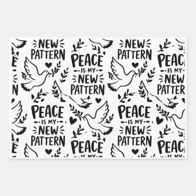 Peace Is My New Pattern | Inspirational Dove Wrapp Wrapping Paper Sheet (Front)