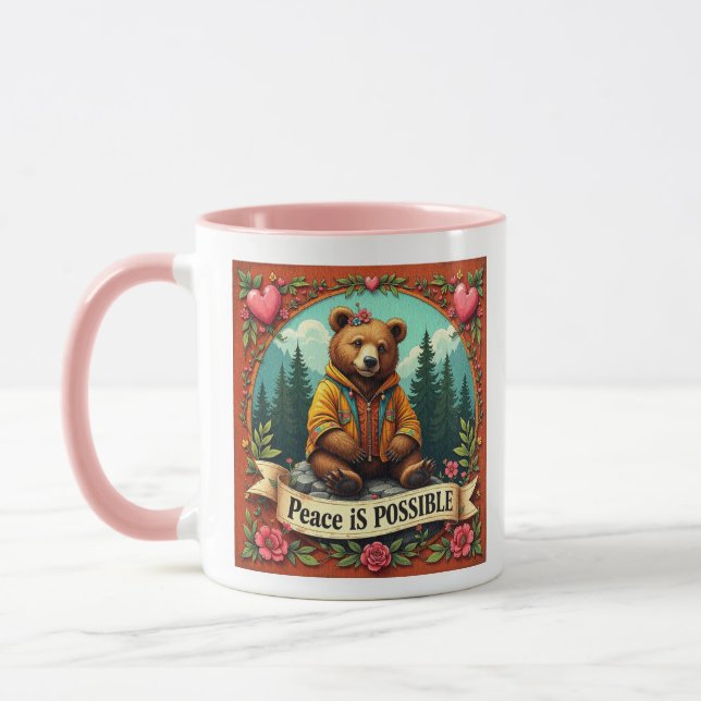 Peace Is Possible Bear and Hearsts Mug (Left)