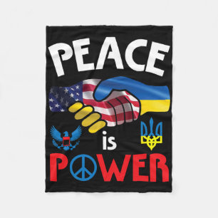 Peace Is Power Handshake Usa Ukraine Unity Togethe Fleece Blanket