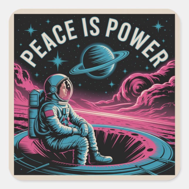 Peace Is Power Square Sticker (Front)