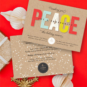 Peace, Joy And Prosperity Bold Typography Business Invitation