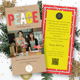 Peace Joy And Prosperity Typography Photo Business Holiday Card