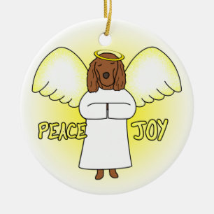 Peace Joy Angel Irish Setter Christmas Ornament
