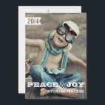 Peace & Joy Big Bold Christmas Holiday Photo Card<br><div class="desc">A simple and modern design that features your  photo on the front with modern text that wishes family and friends "Peace & Joy".  White banner in the upper left features cut-out numbers for 2014 so you photo colours peek through. A lovely,  contemporary greeting that highlights your favourite family portrait.</div>