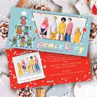 Peace & Joy Cartoon Christmas Tree Kids Fun Photo