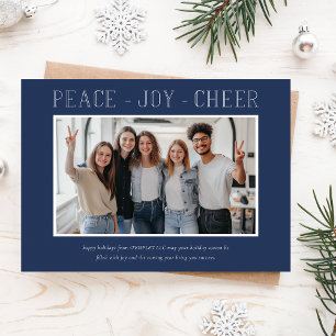 Peace Joy Cheer Business Corporate Team Photo Holiday Card
