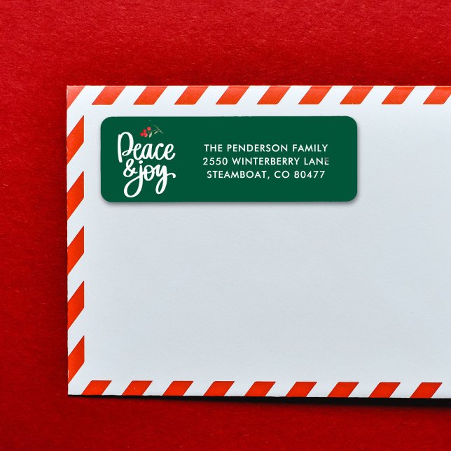 Peace Joy Christmas Holiday Custom Return Address (Creator Uploaded)