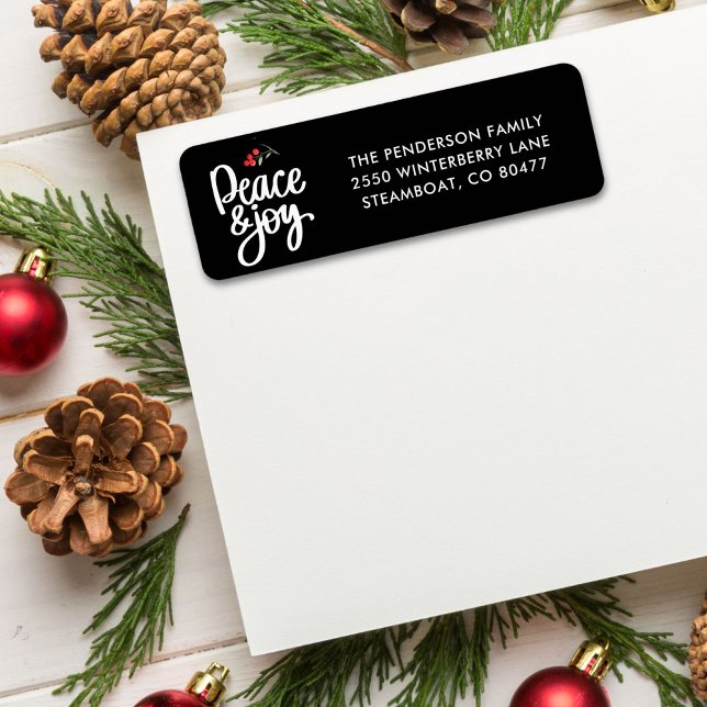 Peace Joy Christmas Holiday Return Address Custom (Creator Uploaded)
