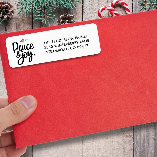 Peace Joy Christmas Holiday Return Address Custom (Creator Uploaded)