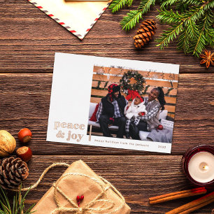 Peace & Joy Corner Modern Foil Photo Holiday Card