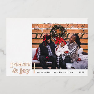 Peace & Joy Corner Modern Foil Photo Holiday Card