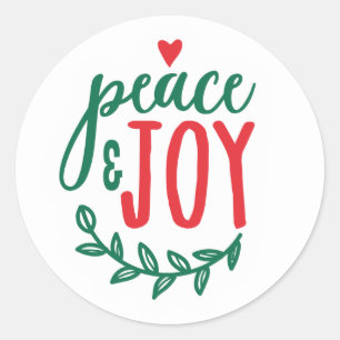 Peace & Joy - Cute Typography Christmas Classic Round Sticker