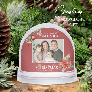 Peace Joy Family Photo Christmas Snowglobe