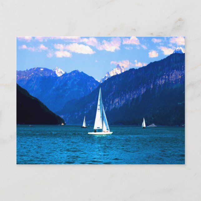 peace joy fun and happy switzerland lake of brienz holiday postcard (Front)