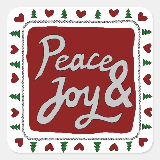 Peace & Joy Hand Lettering Holiday Stickers (Front)