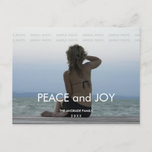 Peace Joy Holiday Photo Simple Christmas Greetings Postcard