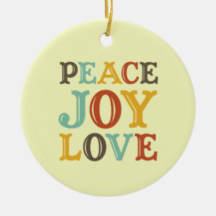 PEACE JOY LOVE block letter holiday keepsake photo Ceramic Tree Decoration