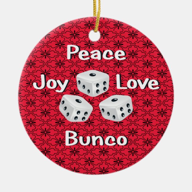 peace,joy,love,bunco ceramic tree decoration (Front)